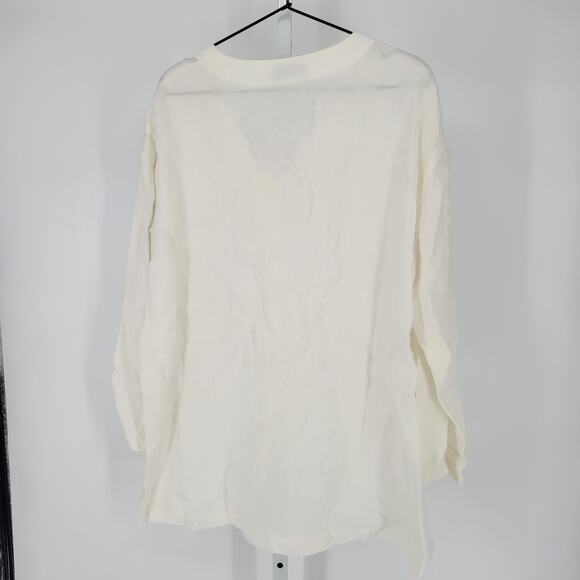 AP Collection Womens Sz 1X Long Sleeve Button Up Blouse White - Picture 4 of 4